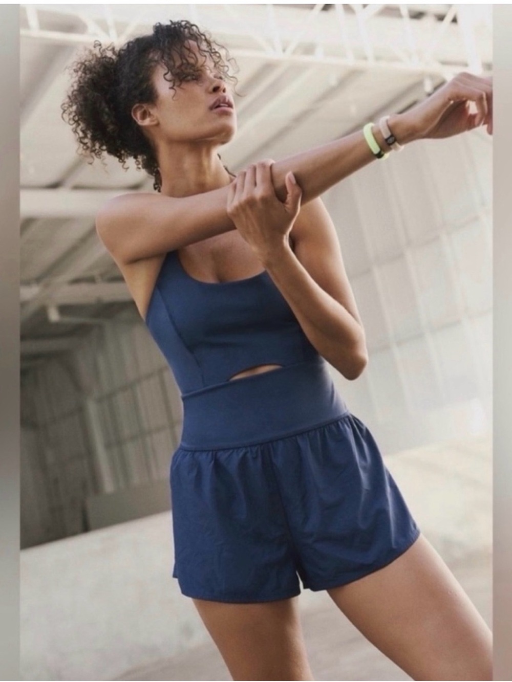 Free People Deep Navy Athletic High-Waist Shorts
